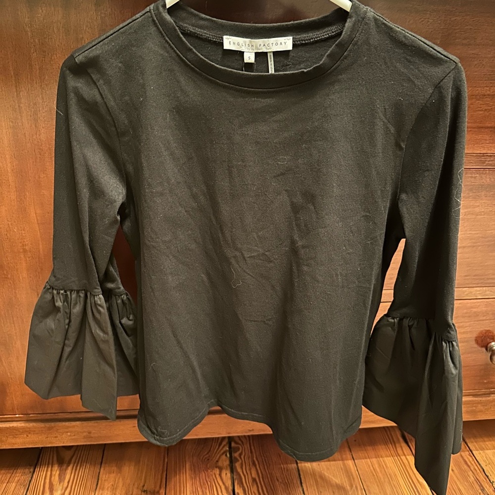 English Factory Black Bell Sleeve Top